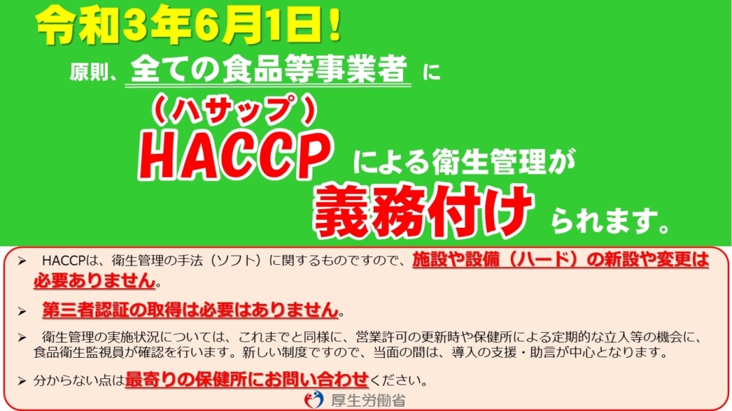 HACCPによる衛生管理の義務付け